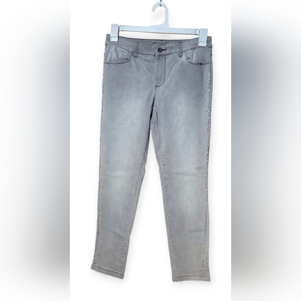 Chico's Black Label Fringe Gray Wash Skinny Jeans EUC
